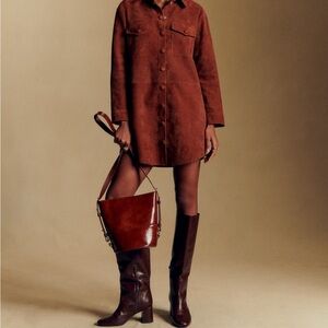 Sezane Brown Suede Matilde Dress size 36/4